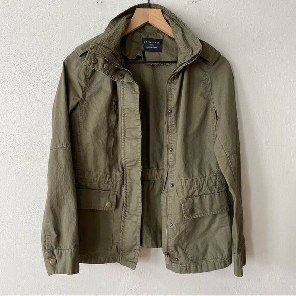 Love Tree Olive Green Utility Jacket - Size: Small - Picture 1 of 7